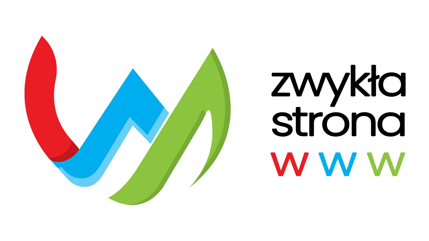 Logo zwykła strona www kolorowa literka w i napis zwykła strona www